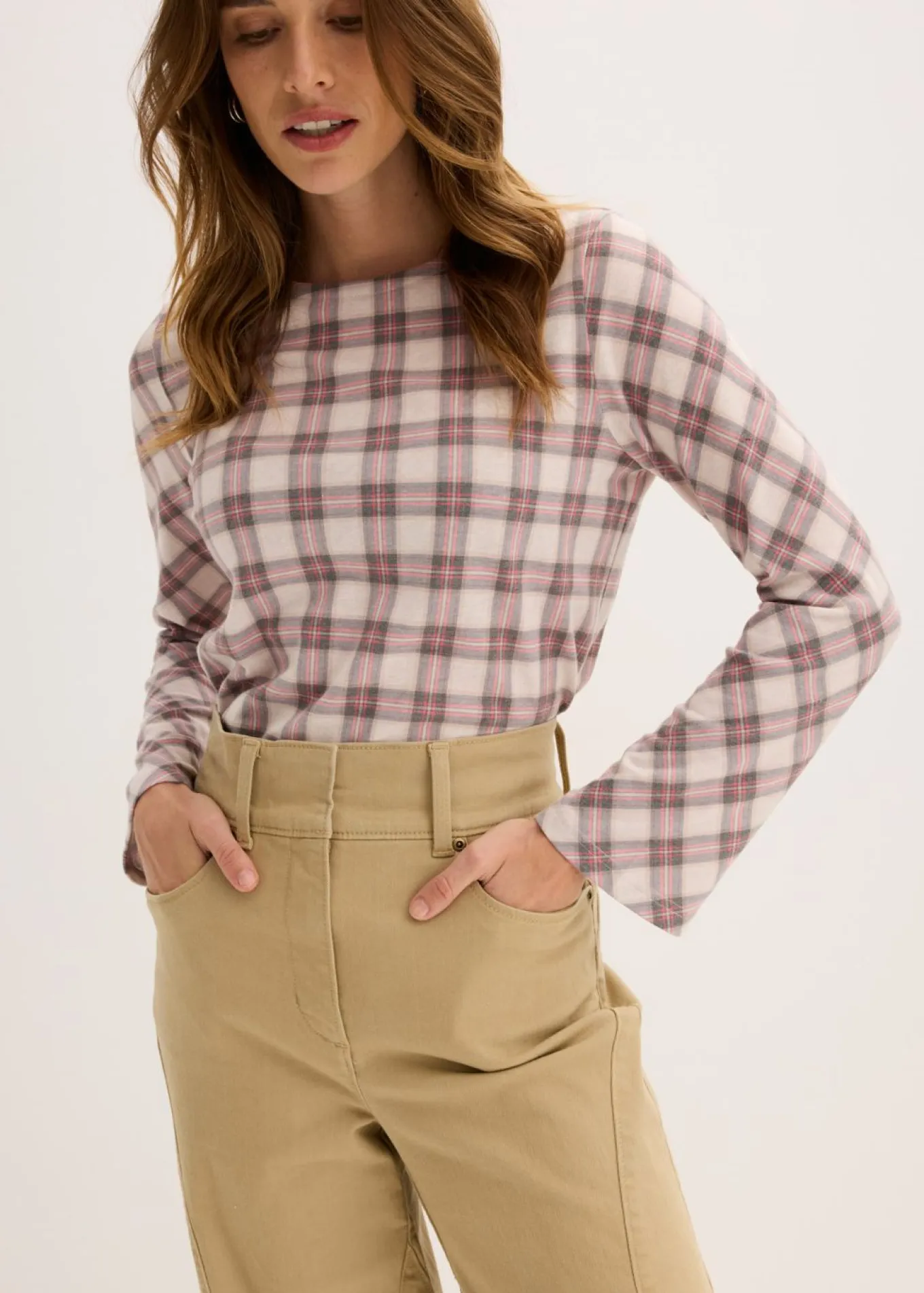Pantalón de sarga con cintura alta