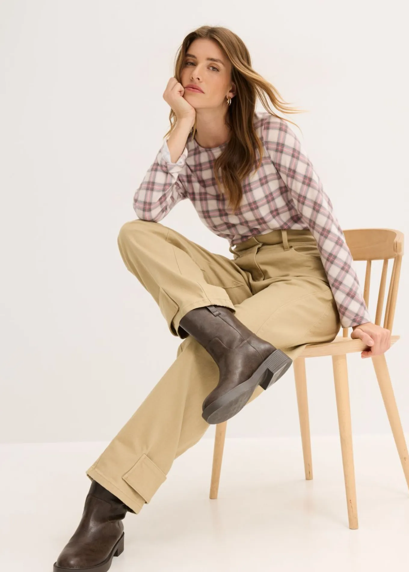 Pantalón de sarga con cintura alta
