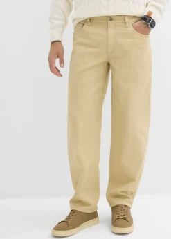 Pantalón de sarga con corte informal, cinturilla elástica y diseño recto