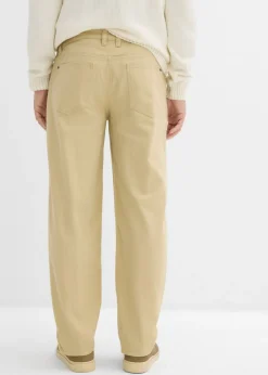 Pantalón de sarga con corte informal, cinturilla elástica y diseño recto