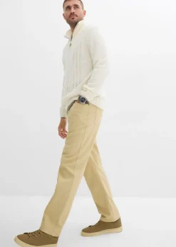 Pantalón de sarga con corte informal, cinturilla elástica y diseño recto