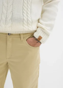 Pantalón de sarga con corte informal, cinturilla elástica y diseño recto