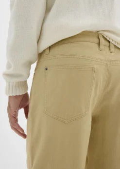 Pantalón de sarga con corte informal, cinturilla elástica y diseño recto