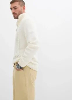 Pantalón de sarga con corte informal, cinturilla elástica y diseño recto