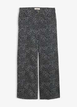 Pantalón de sarga con perneras anchas y estampado de leopardo
