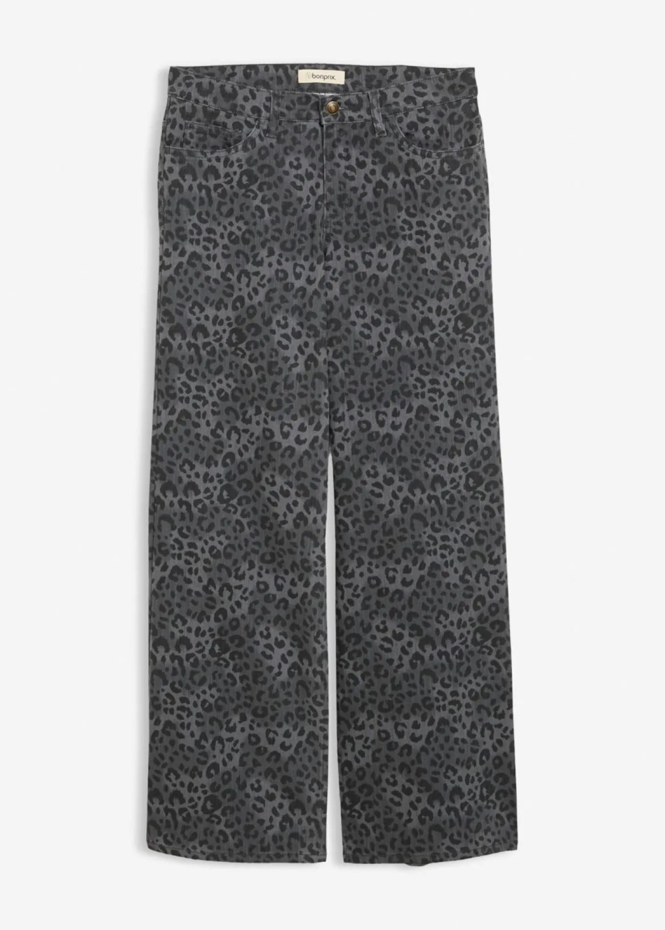 Pantalón de sarga con perneras anchas y estampado de leopardo