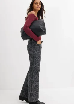 Pantalón de sarga con perneras anchas y estampado de leopardo