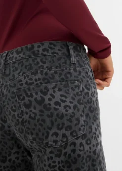 Pantalón de sarga con perneras anchas y estampado de leopardo