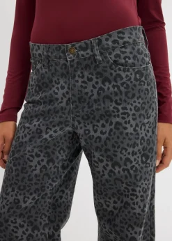 Pantalón de sarga con perneras anchas y estampado de leopardo