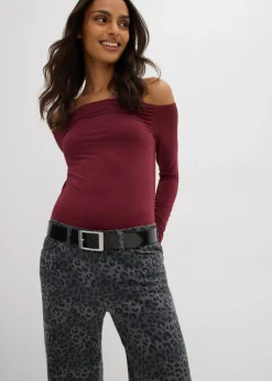 Pantalón de sarga con perneras anchas y estampado de leopardo