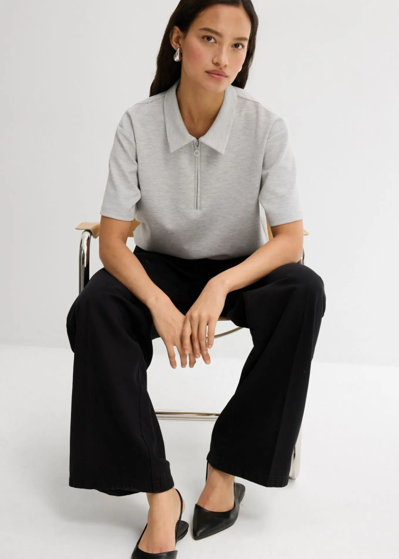 Pantalón de sarga de algodón puro con pinzas