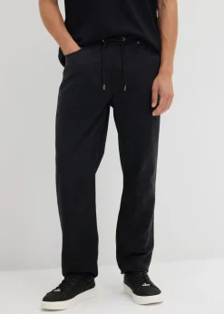 Pantalón de sarga de algodón puro de sarga con corte relajado y tapered