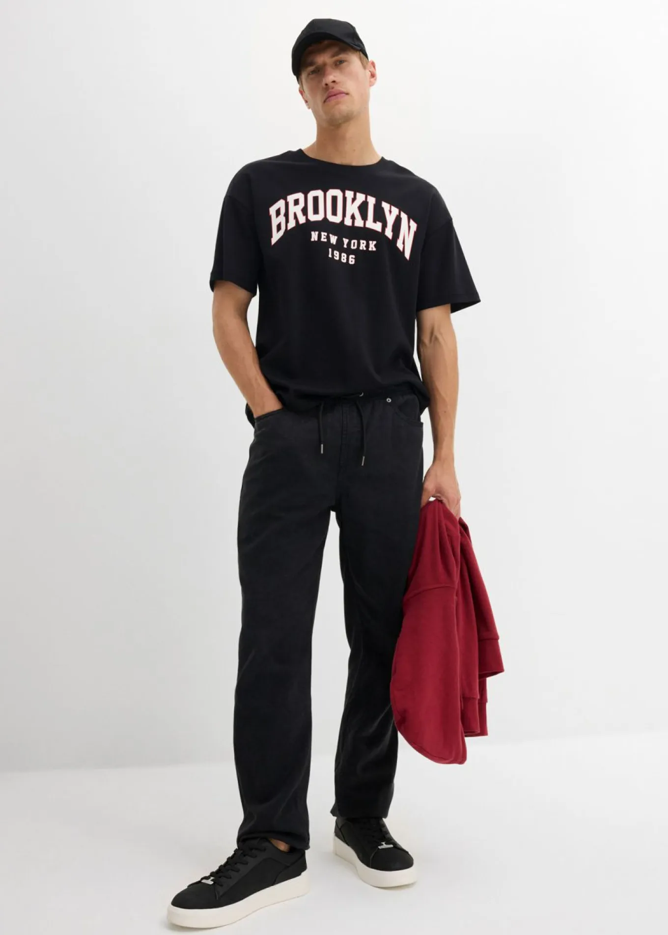 Pantalón de sarga de algodón puro de sarga con corte relajado y tapered