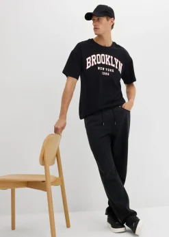 Pantalón de sarga de algodón puro de sarga con corte relajado y tapered