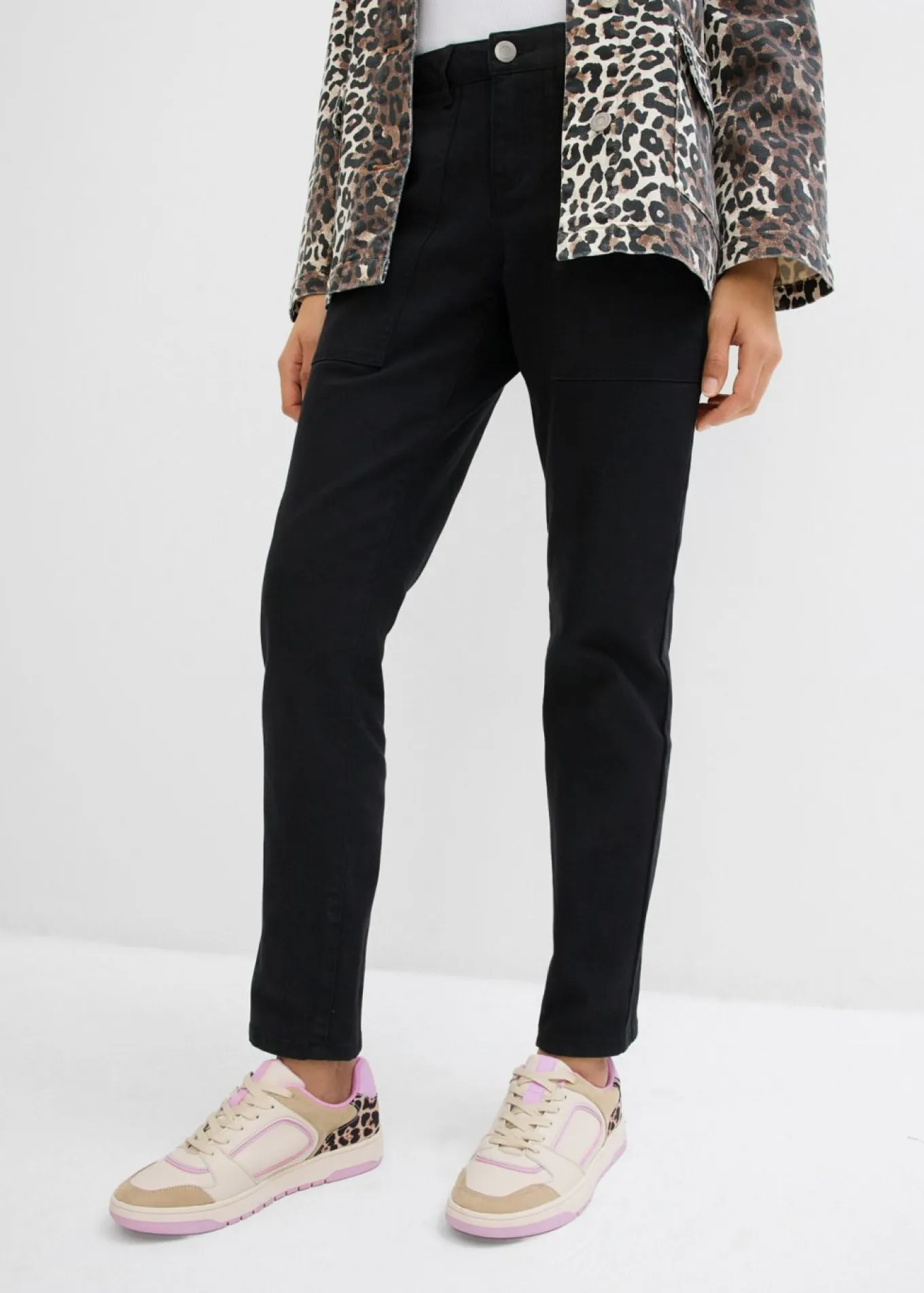 Pantalón de sarga en mezcla de algodón elástico