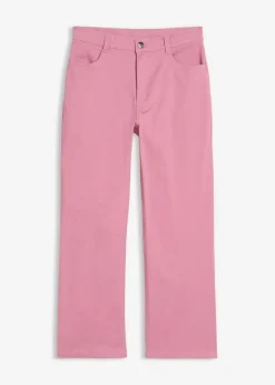 Pantalón de sarga en mezcla de algodón elástico de largo cropped