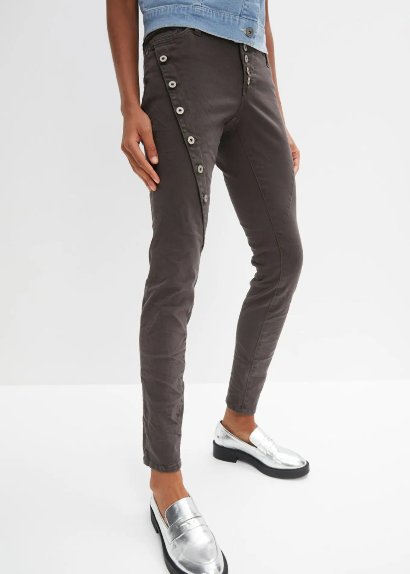 Pantalón de sarga en mezcla de algodón elástico