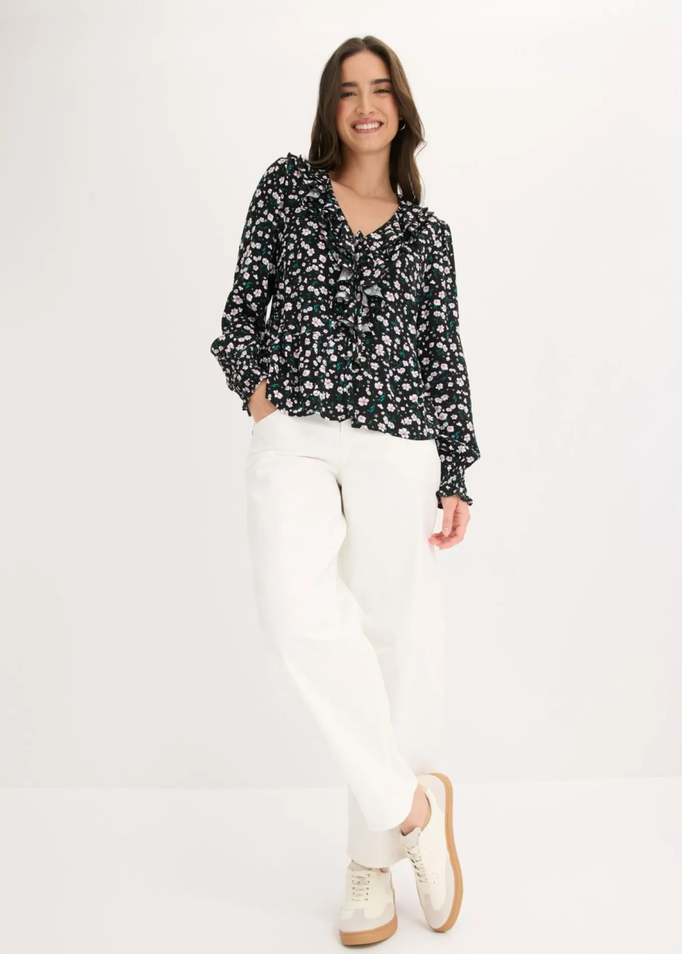 Pantalón de sarga en mezcla de algodón elástico
