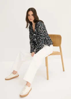 Pantalón de sarga en mezcla de algodón elástico