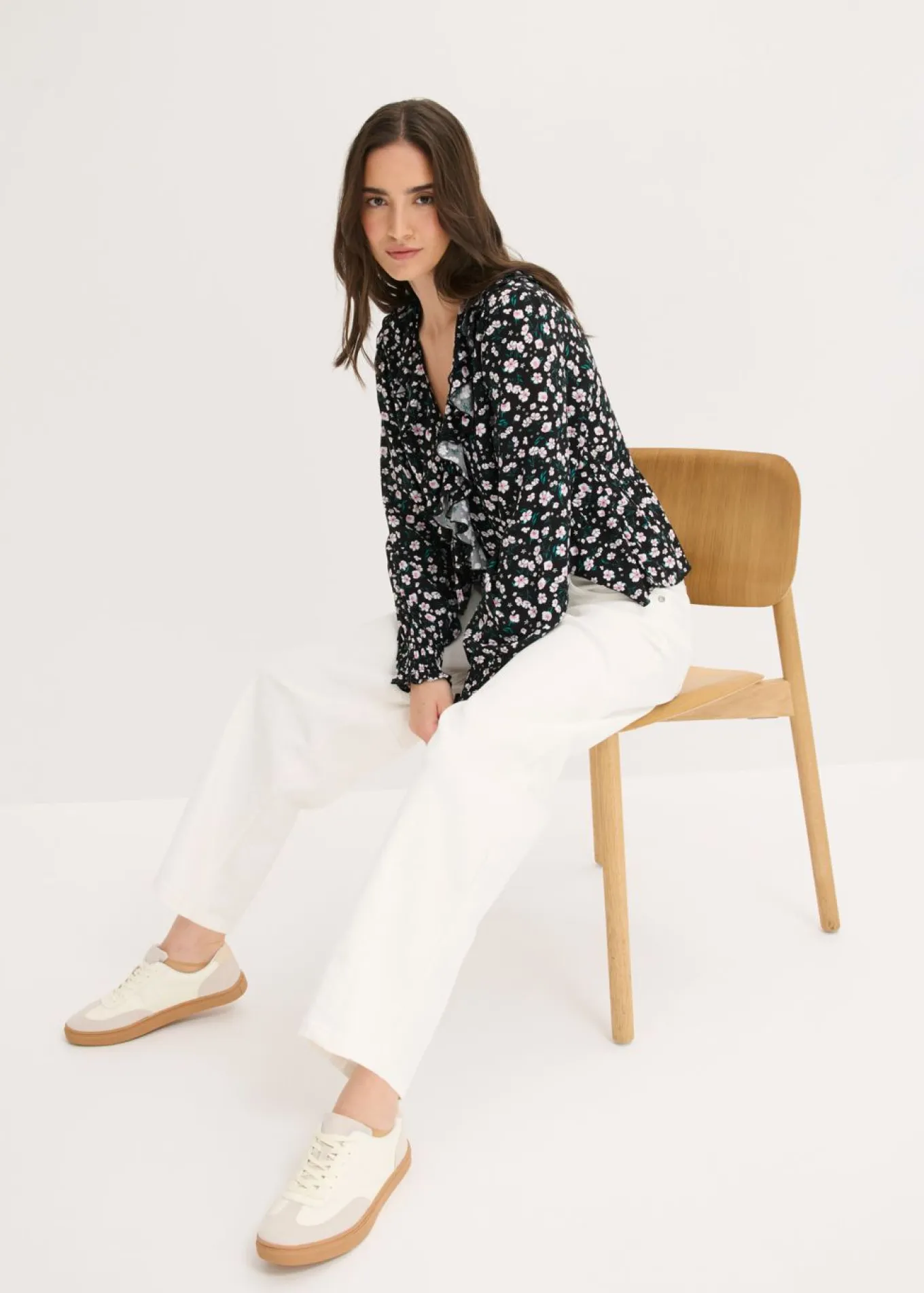 Pantalón de sarga en mezcla de algodón elástico