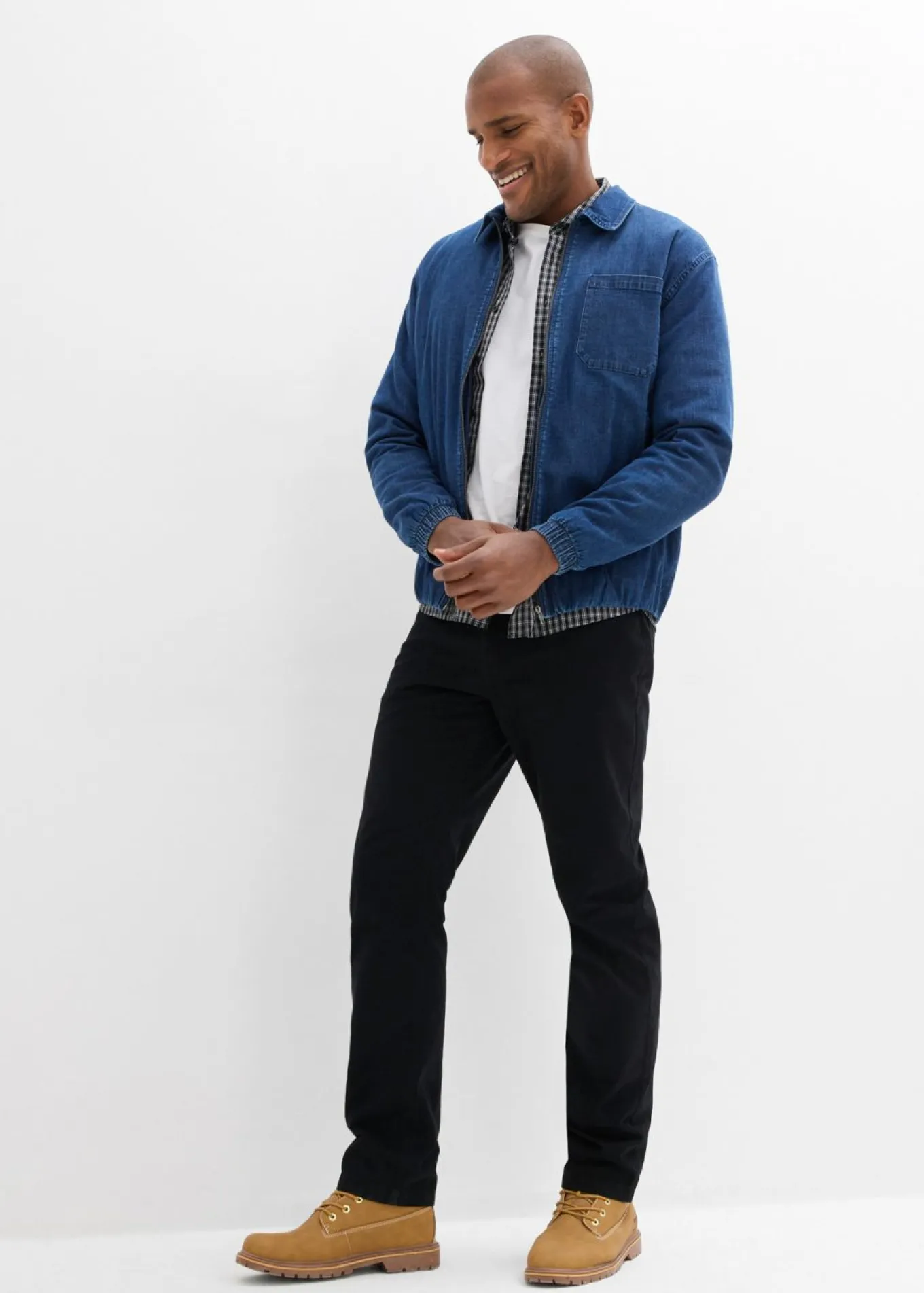 Pantalón de sarga regular fit de algodón orgánico, straight