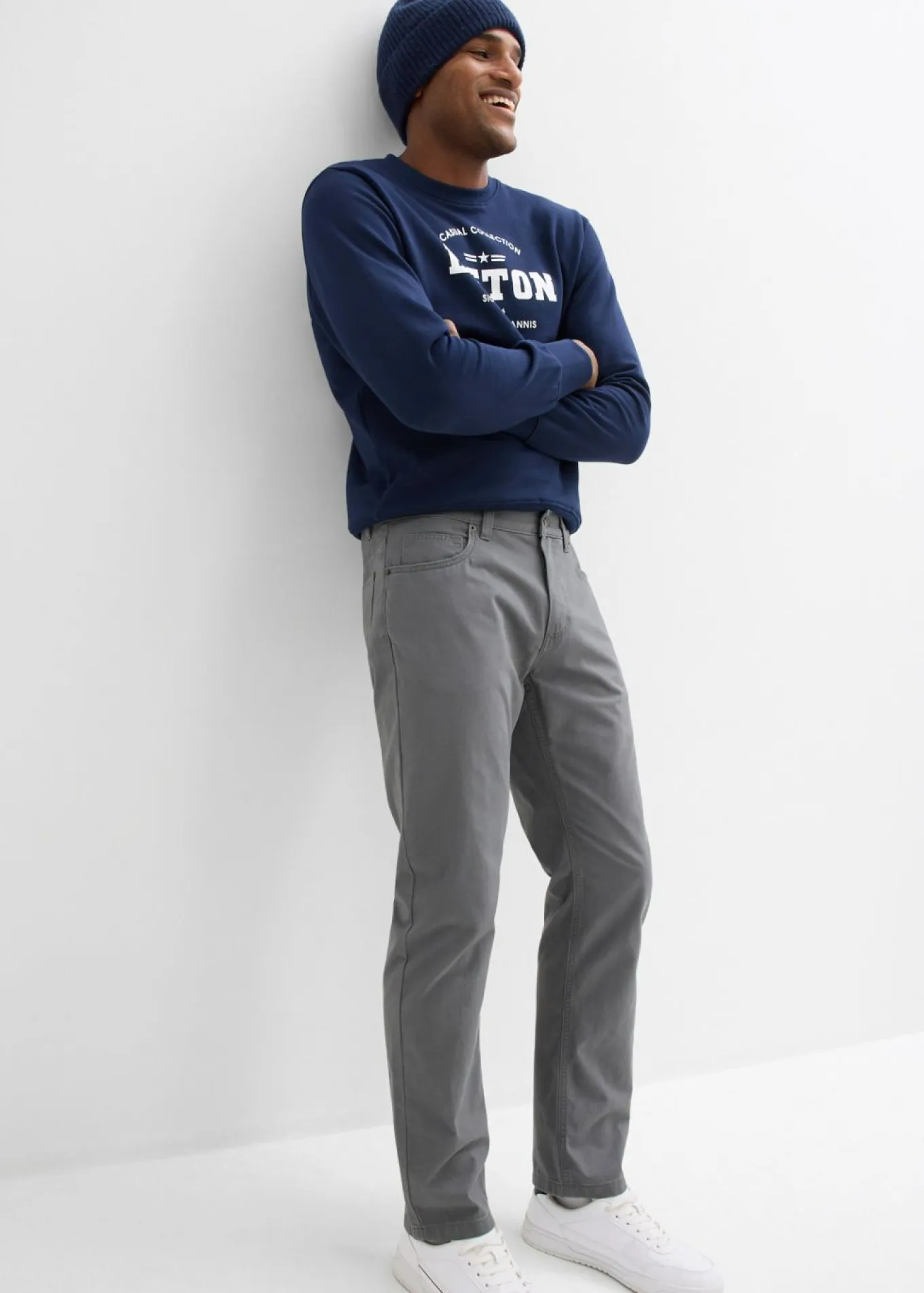 Pantalón de sarga regular fit de algodón orgánico, straight
