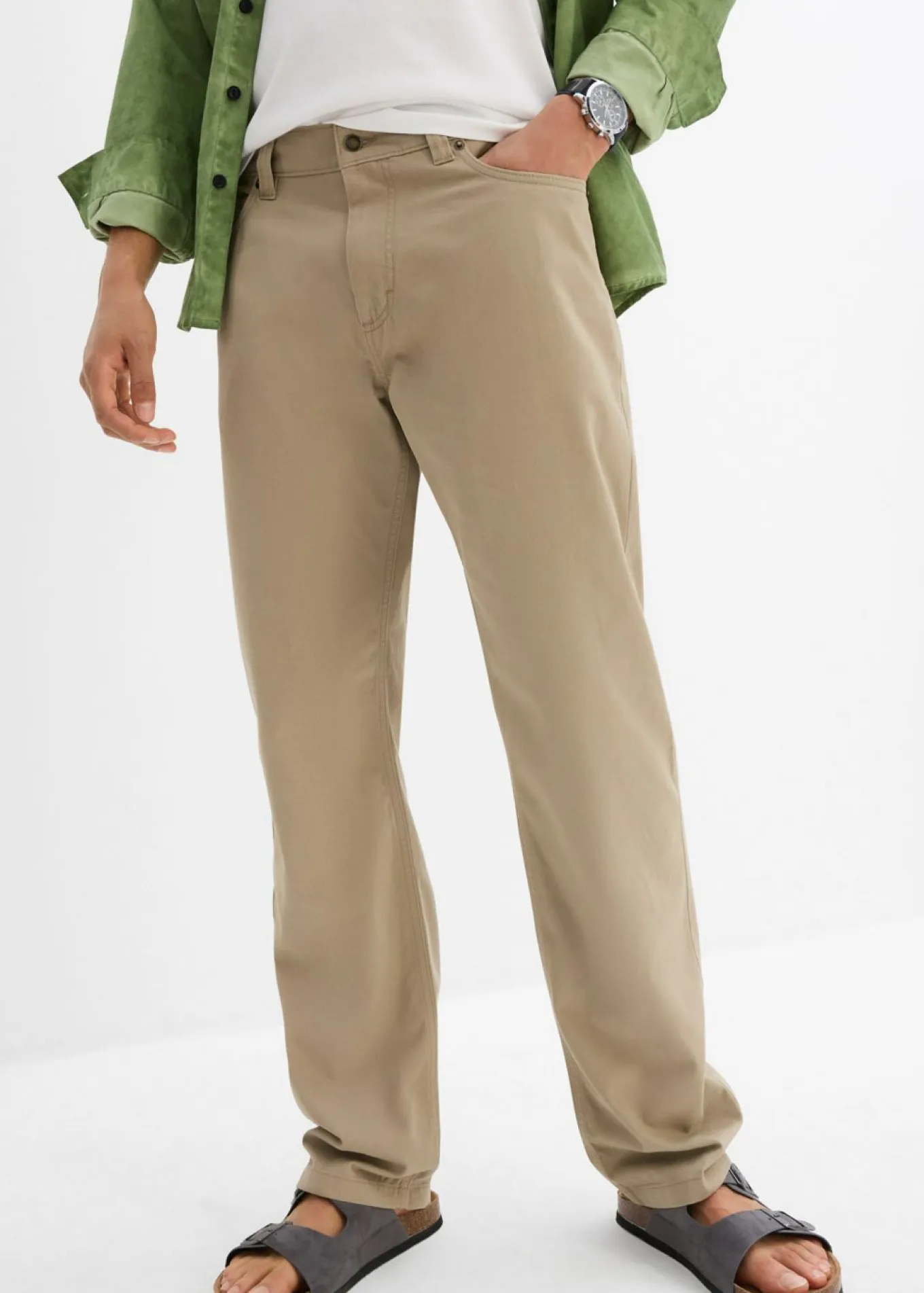 Pantalón de sarga regular fit de algodón orgánico, straight