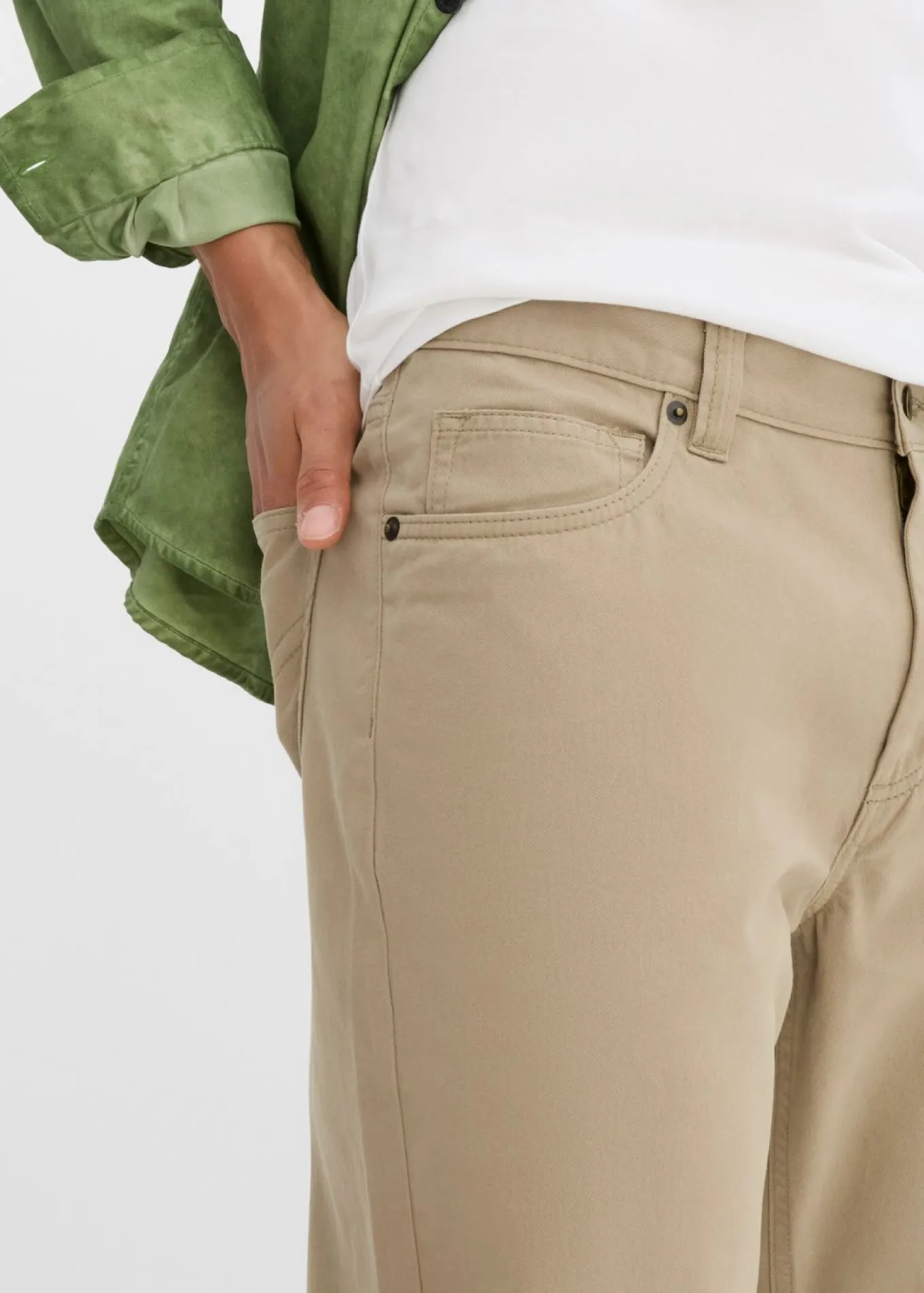 Pantalón de sarga regular fit de algodón orgánico, straight