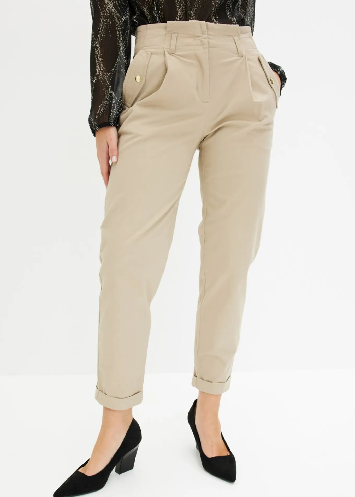 Pantalón de sarga tipo paperbag