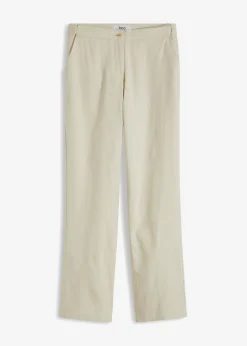 Pantalón de talle alto de mezcla de lino y viscosa