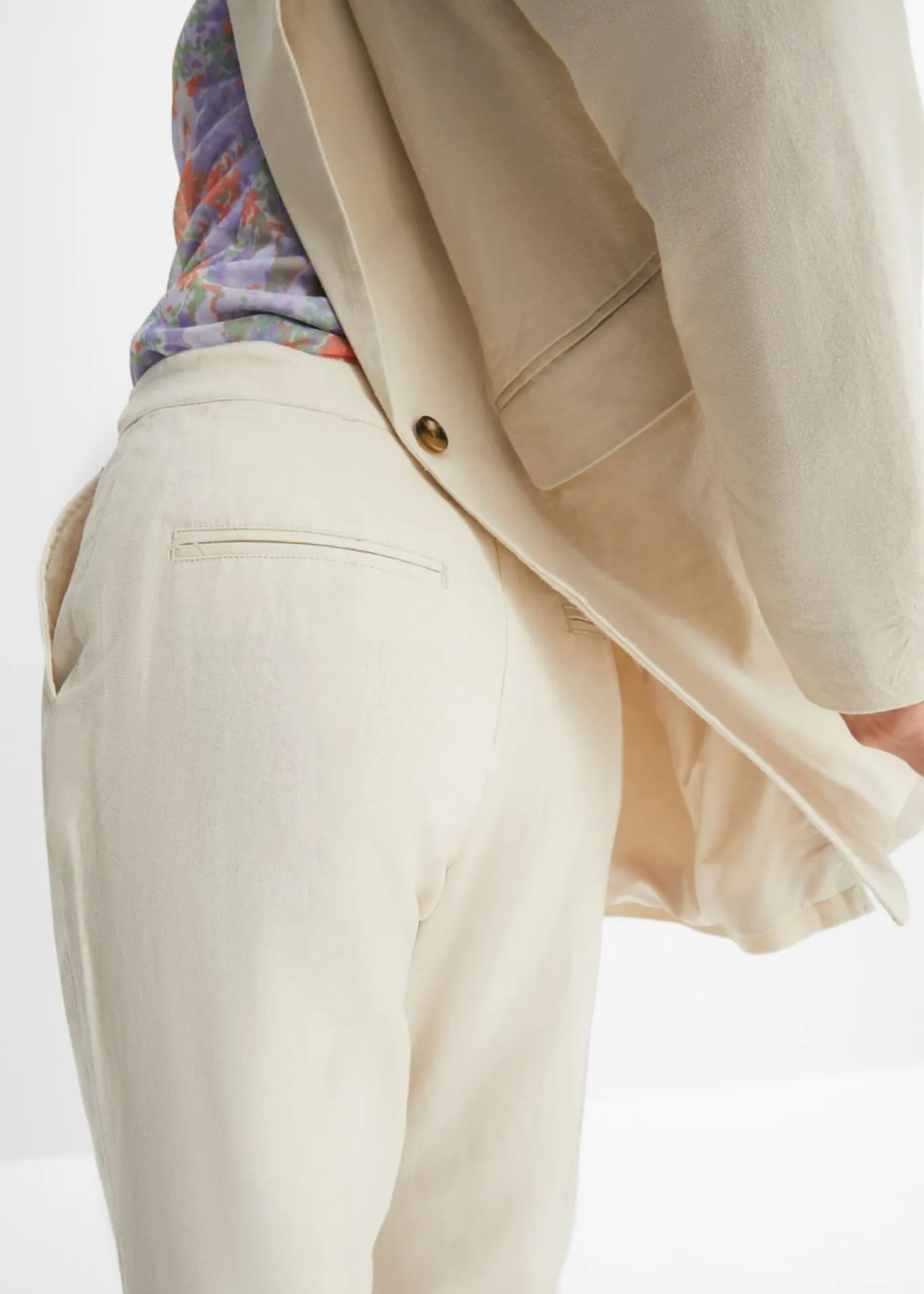 Pantalón de talle alto de mezcla de lino y viscosa