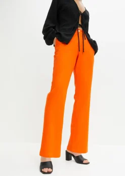 Pantalón de talle alto de mezcla de lino y viscosa