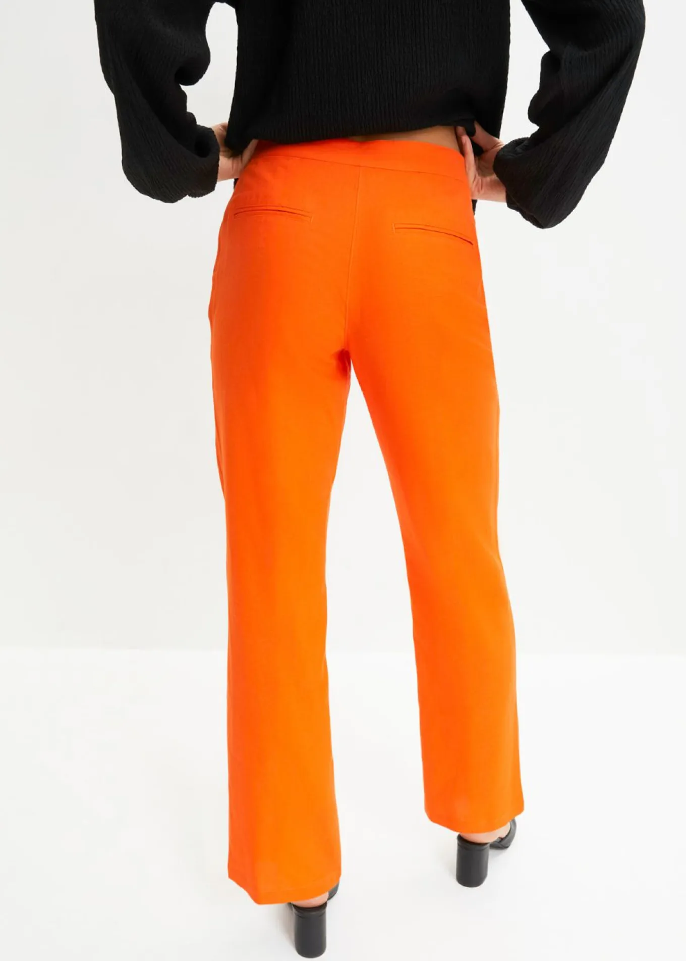 Pantalón de talle alto de mezcla de lino y viscosa
