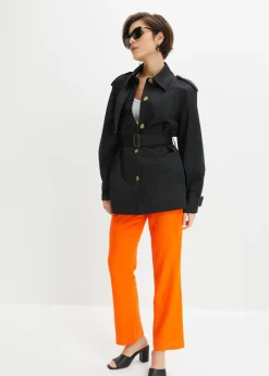 Pantalón de talle alto de mezcla de lino y viscosa
