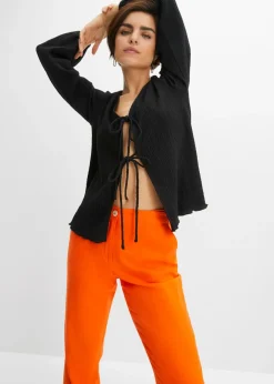 Pantalón de talle alto de mezcla de lino y viscosa