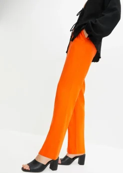 Pantalón de talle alto de mezcla de lino y viscosa