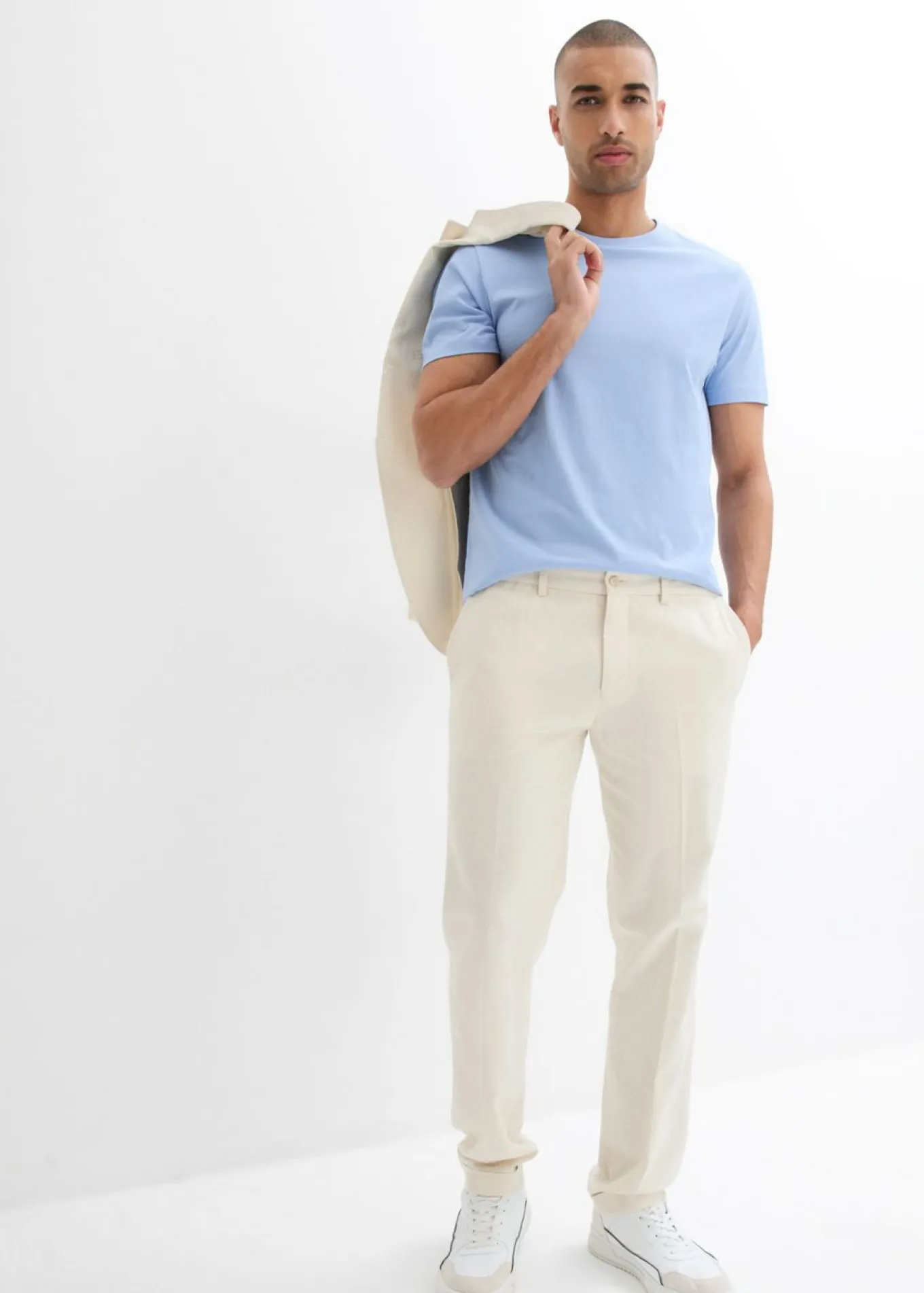 Pantalón de traje con lino y corte recto