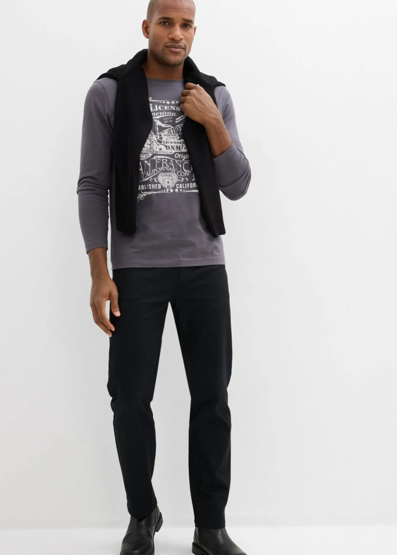 Pantalón elástico, classic fit, straight