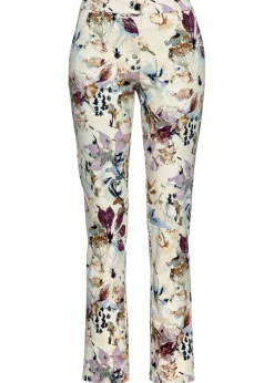 Pantalón elástico con estampado de flores