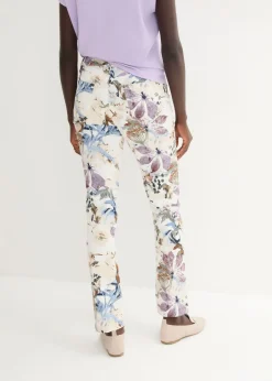 Pantalón elástico con estampado de flores