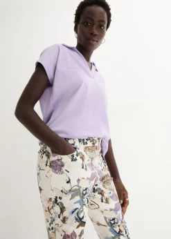Pantalón elástico con estampado de flores