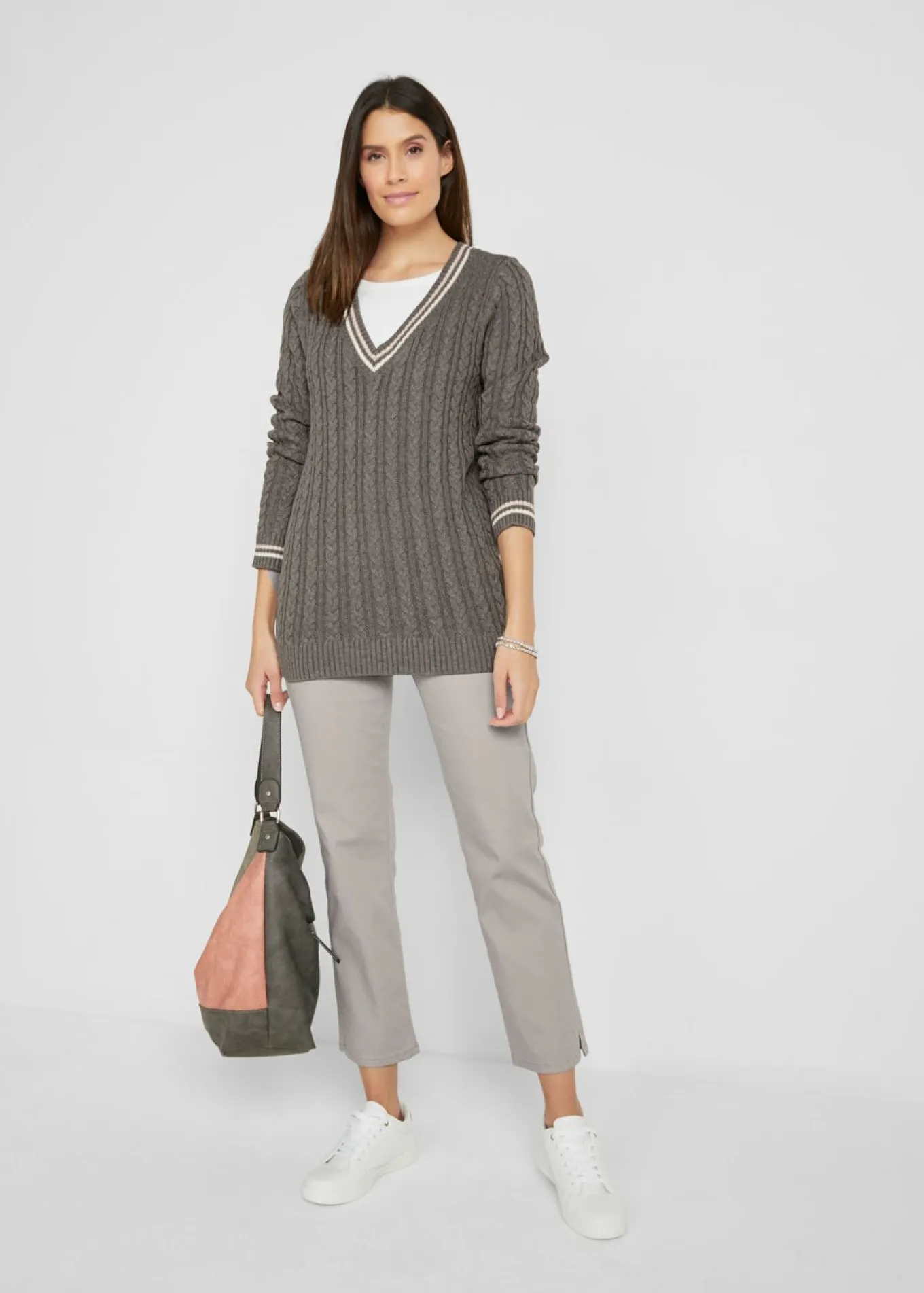 Pantalón elástico con perneras rectas, mid waist