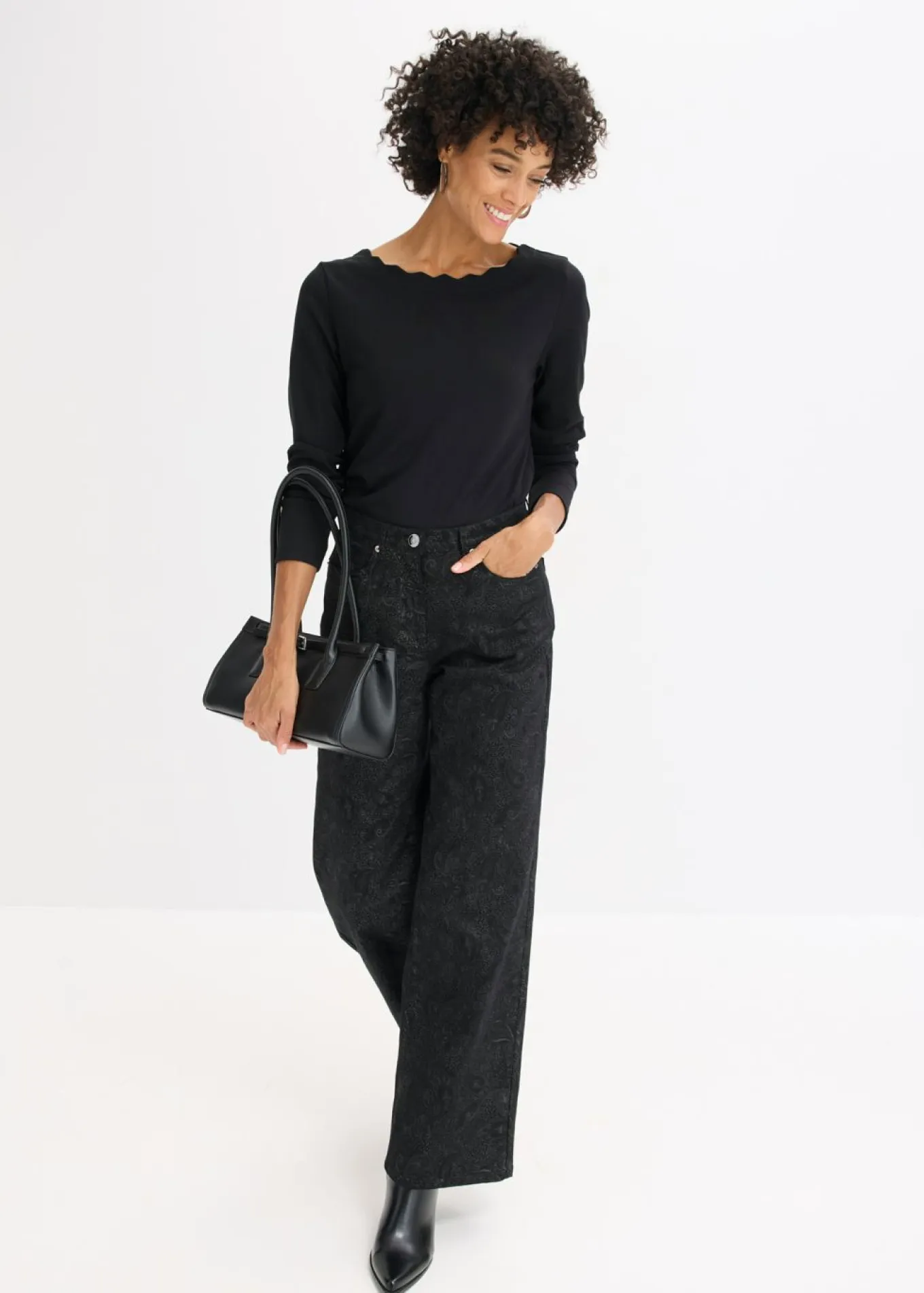 Pantalón elástico de algodón con pernera ancha