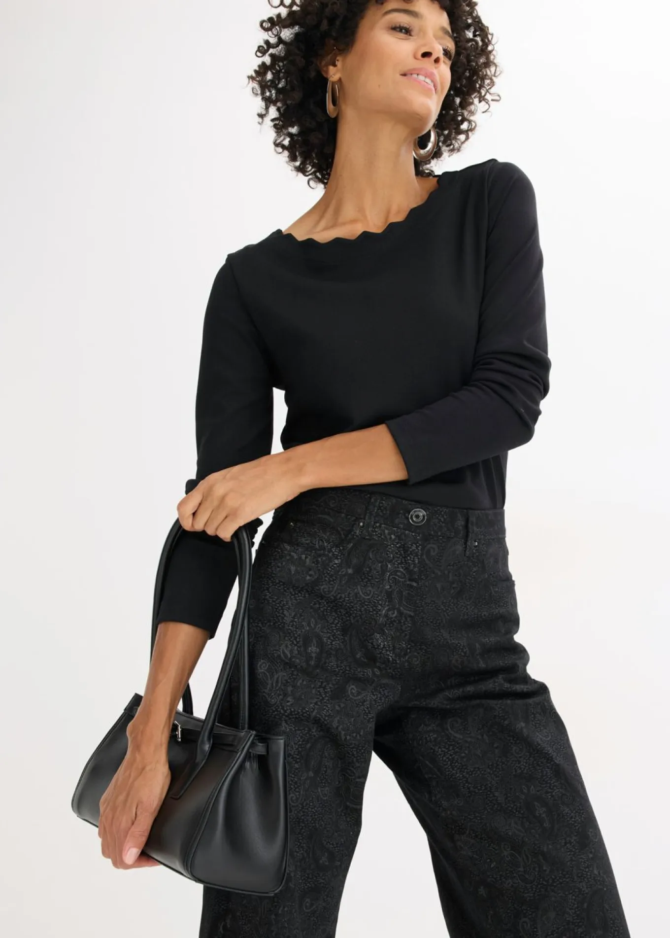 Pantalón elástico de algodón con pernera ancha