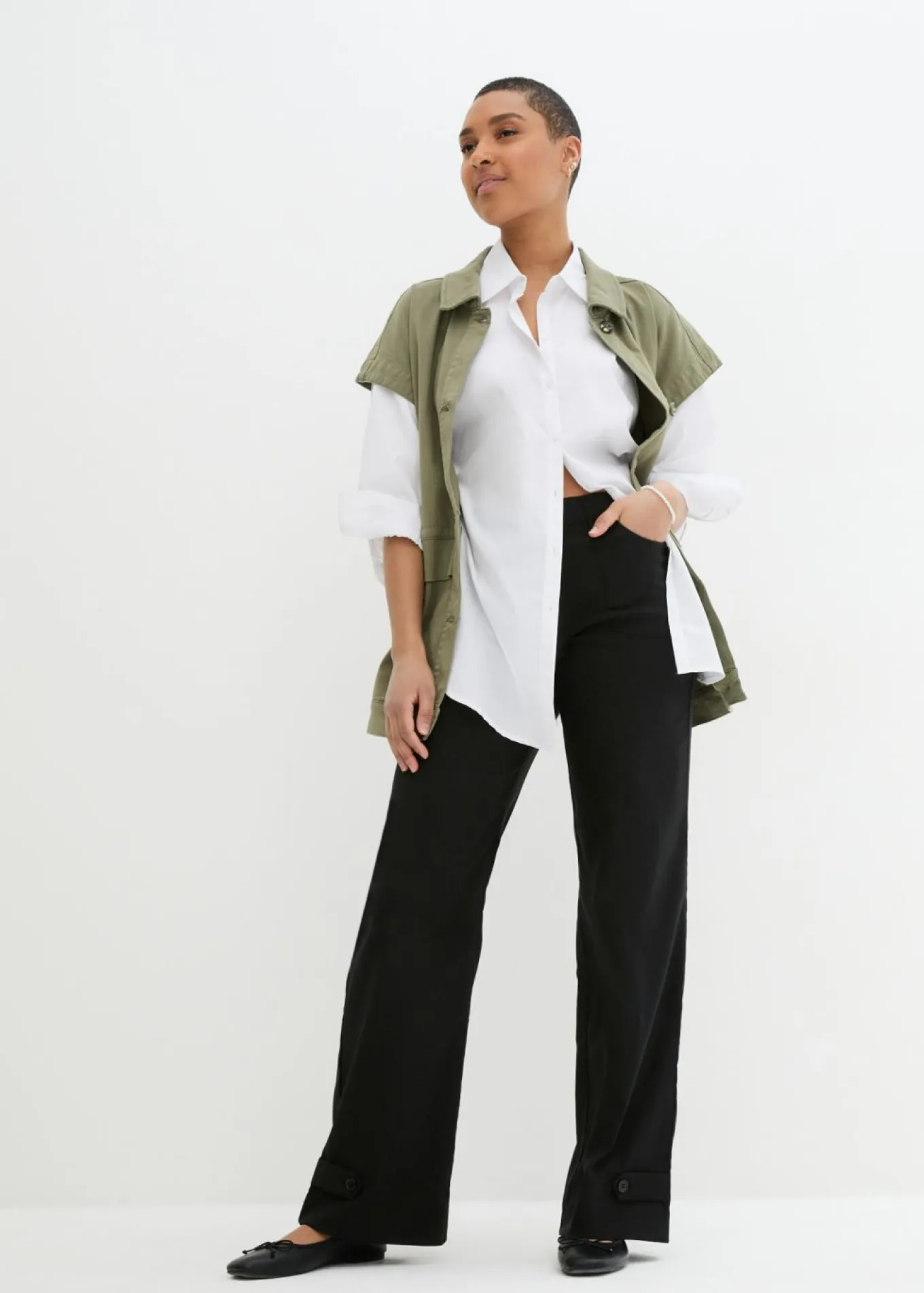 Pantalón elástico de bengalina con cintura cómoda