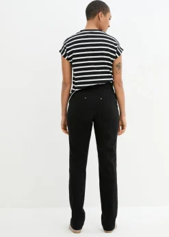 Pantalón elástico de bengalina con cintura cómoda de corte recto