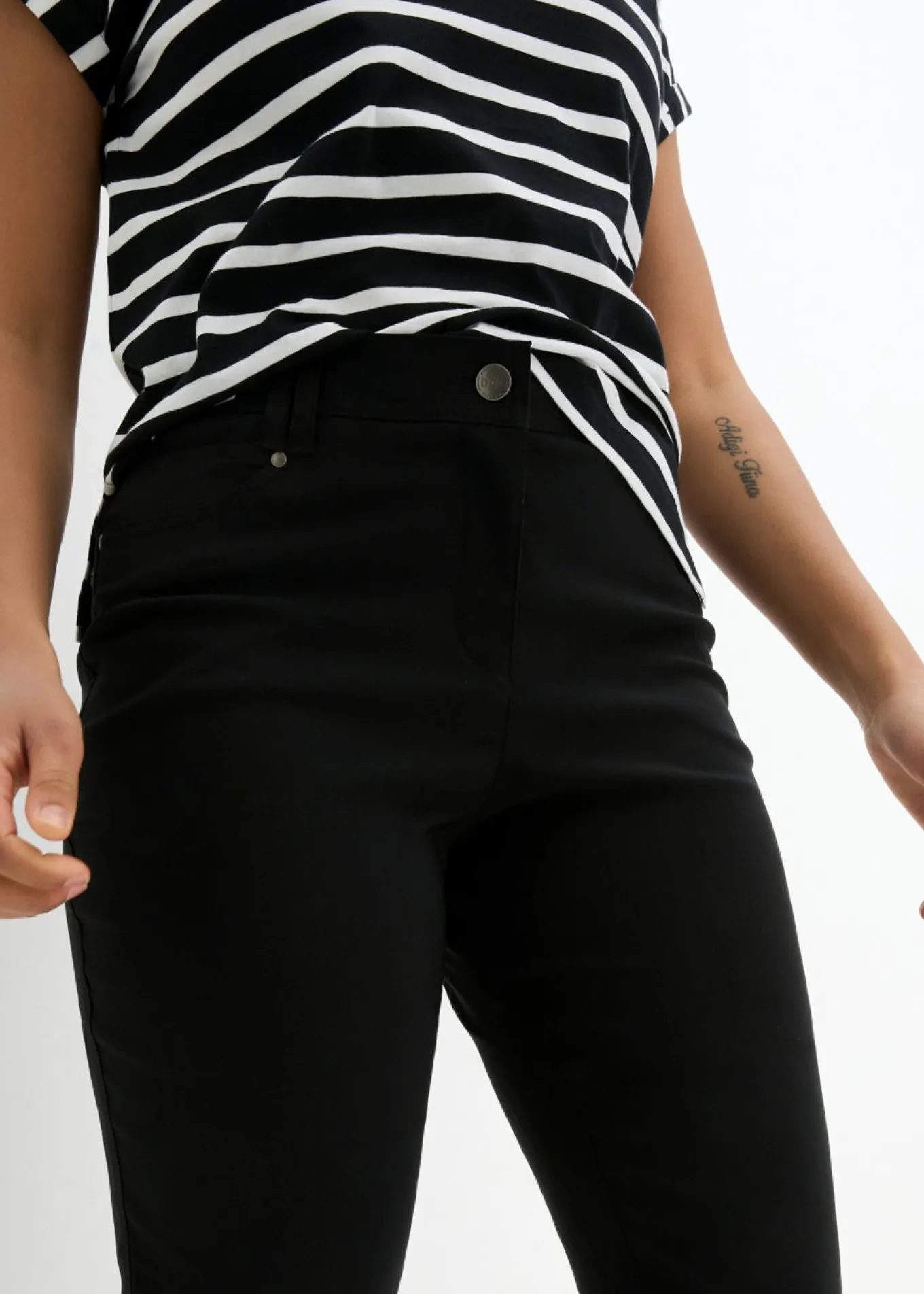 Pantalón elástico de bengalina con cintura cómoda de corte recto