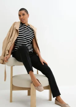 Pantalón elástico de bengalina con cintura cómoda de corte recto
