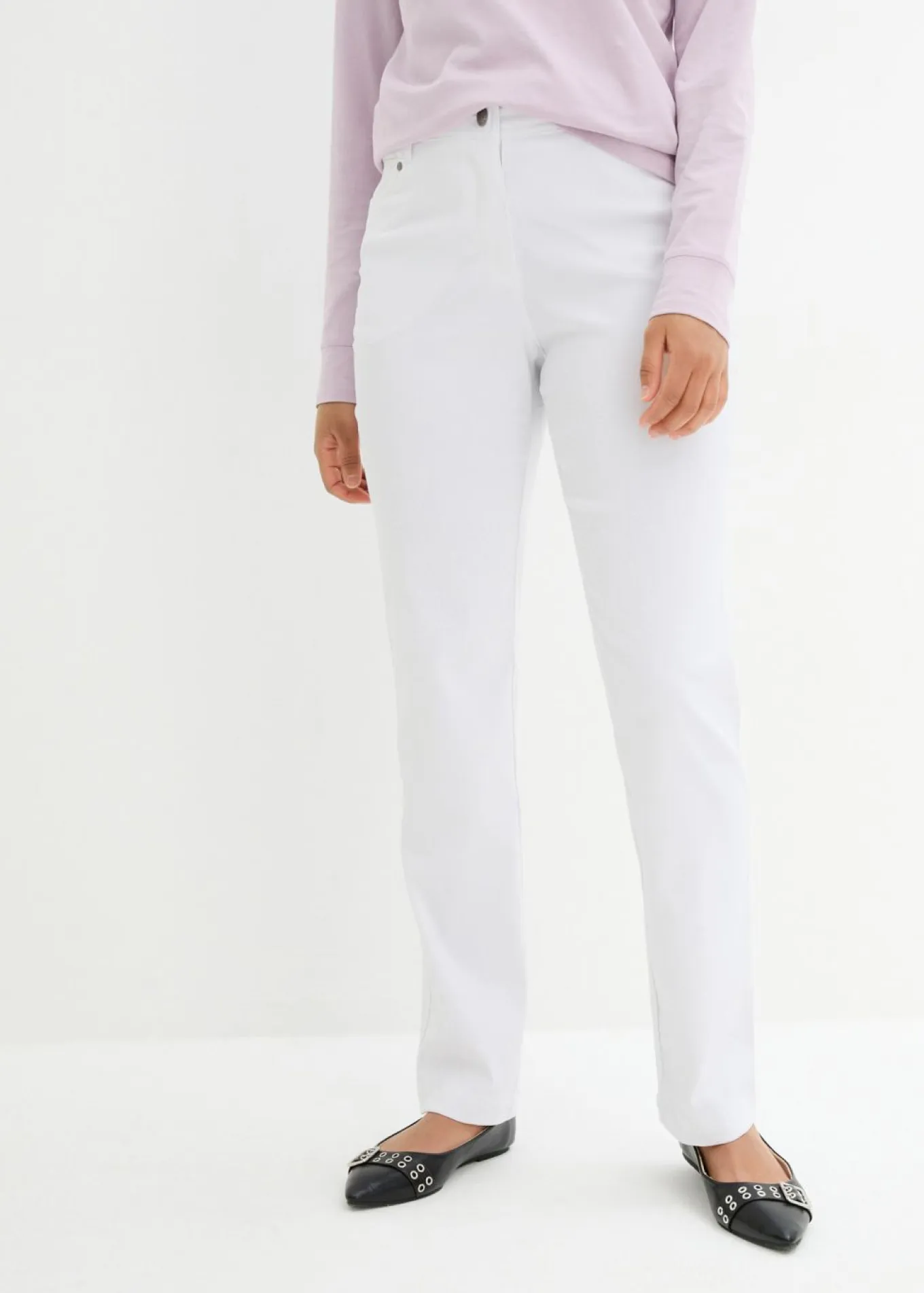 Pantalón elástico de bengalina con cintura cómoda de corte recto