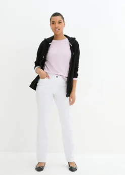 Pantalón elástico de bengalina con cintura cómoda de corte recto